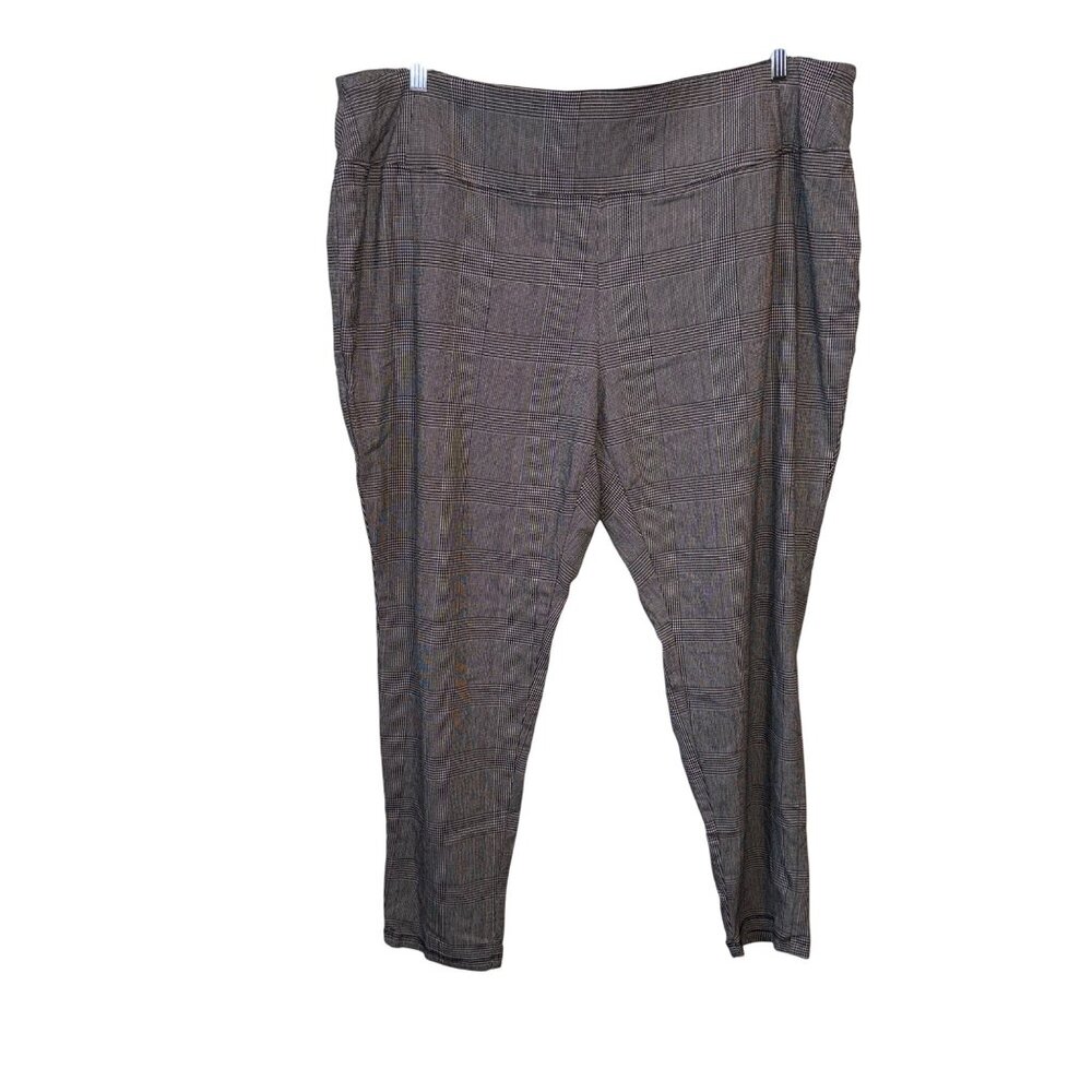 Worthington Womens 26W Pull-On Skinny Pants Black/White Glen Plaid Stretch